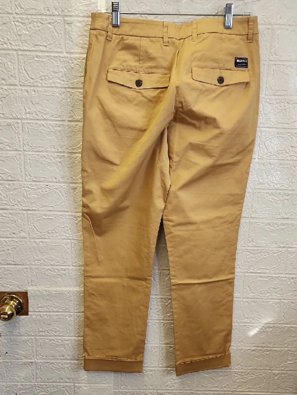 Wildfang Beige Cropped Chino Trousers - Picture 5 of 7